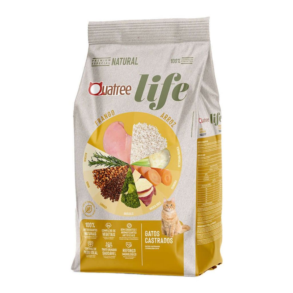 Ração Quatree Life Gatos Castrados Frango e Arroz 10kg