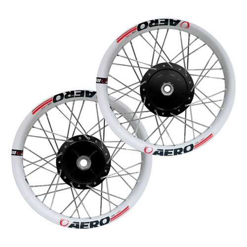 Par De Rodas Aros 17x1.85 Aero Branco Biz 100 110i 125 4mm Branco - Cubo Preto