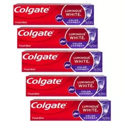 Kit 5 Cremes Dentais Clareador Colgate Luminous White Color Correct 70g