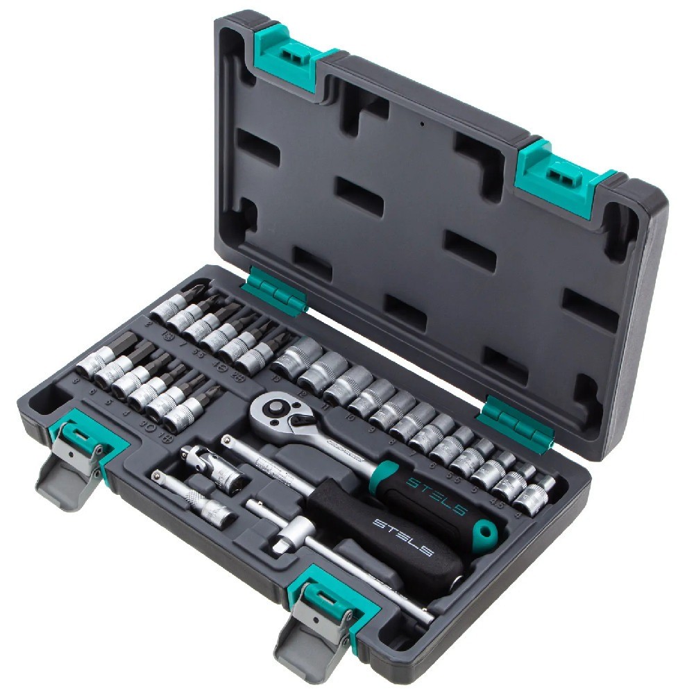 Jogo de Soquete sextavado 4 à 13 mm encaixe 1/4" com 29 pçs - 1410055 Stels em Oferta na Shopee