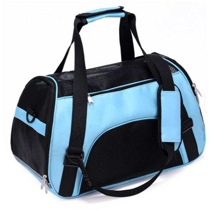 Bolsa de transporte dobrável e respirável em malha respirável para animais de estimação, como cães e gatos.