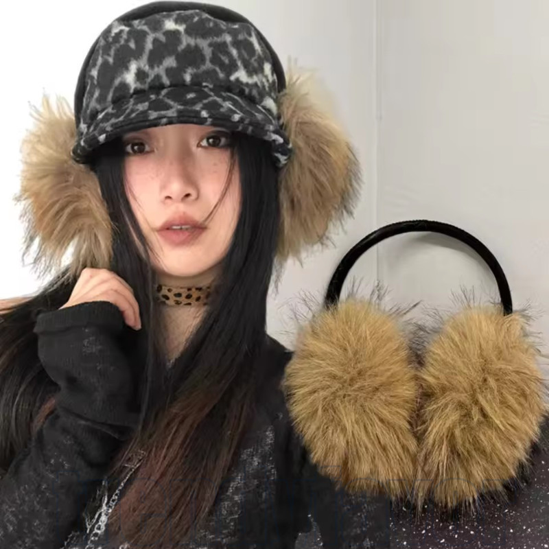Protetor De Orelha De Pele De Vison Falso Coreano-Ouvido Quente À Prova De Frio De Ciclismo-Capa Pelúcia Y2K Espessa Ao 