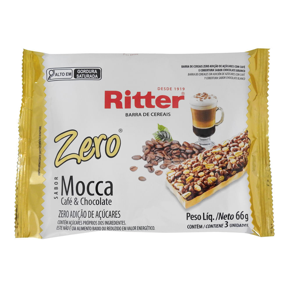 Barra de Cereais Ritter Sabor Mocca Café e Chocolate Zero com 3 Unidades de 22g cada em Oferta na Shopee