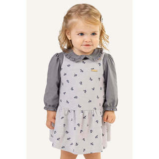 Conjunto Bebê Menina Vestido Floral e Blusa Colorittá Cinza em Oferta na Shopee