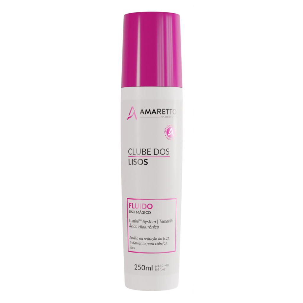 Fluído Liso Mágico Anti Frizz 250ml Alinhamento Spray Clube dos Lisos Amaretto Cosméticos