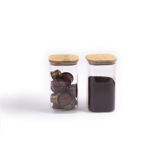 Kit Potes Hermeticos de Vidro Quad Flat Bambu 1400ml - 2 pçs Oikos em Oferta na Shopee