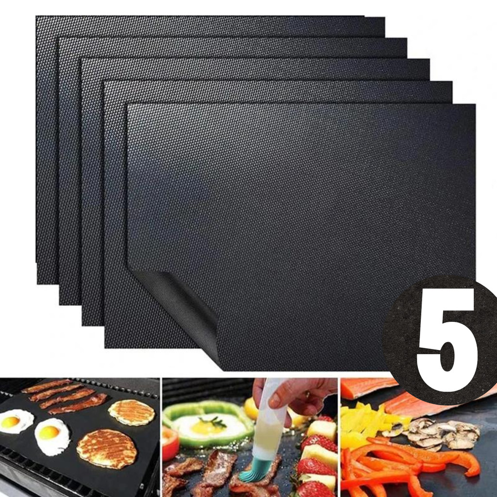 Kit 5 Tapete Grelha Churrasco Anti Aderente Reutilizável