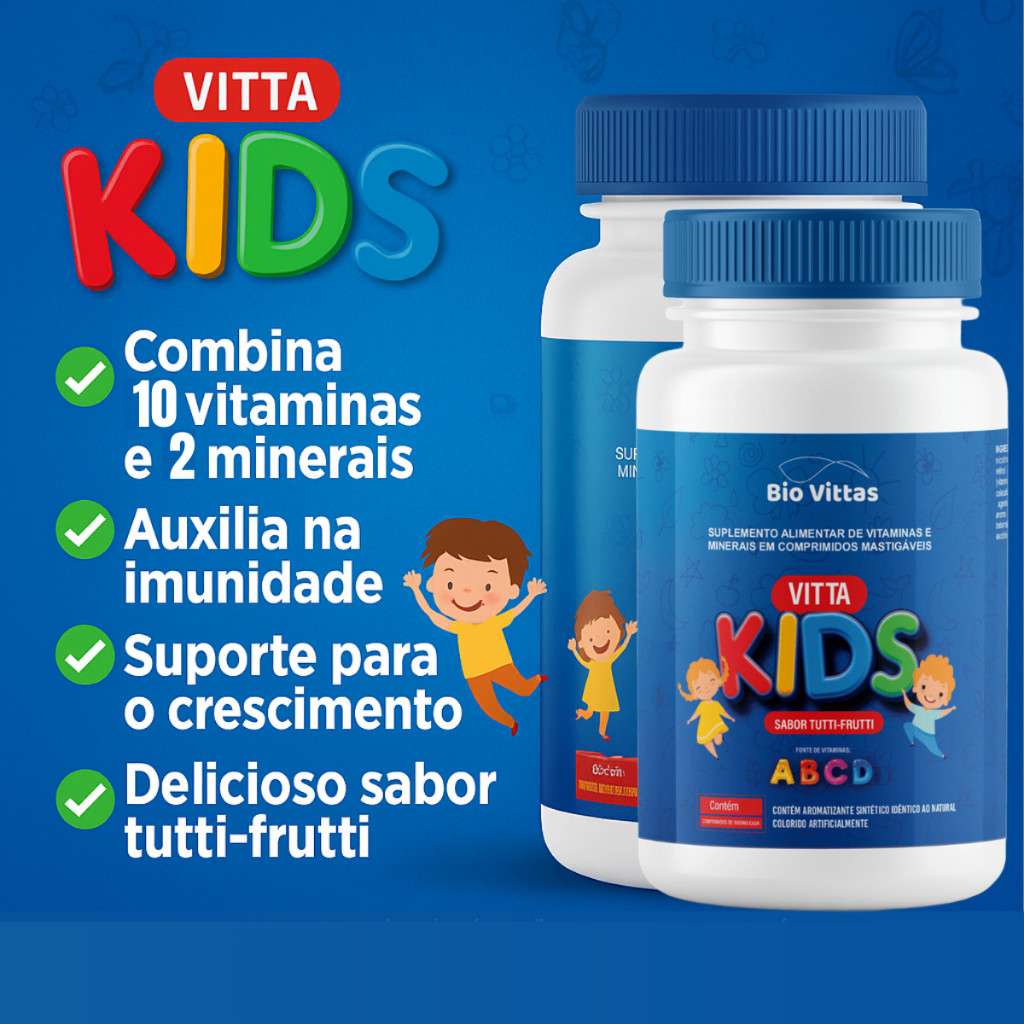 Multivitaminico 04-08 anos Mastigável Tutti-Frutti - 60 Cápsulas - Bio Vittas