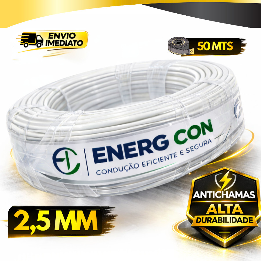 Fio Flexivel Cabo Auto 2,5mm branco 50 metros