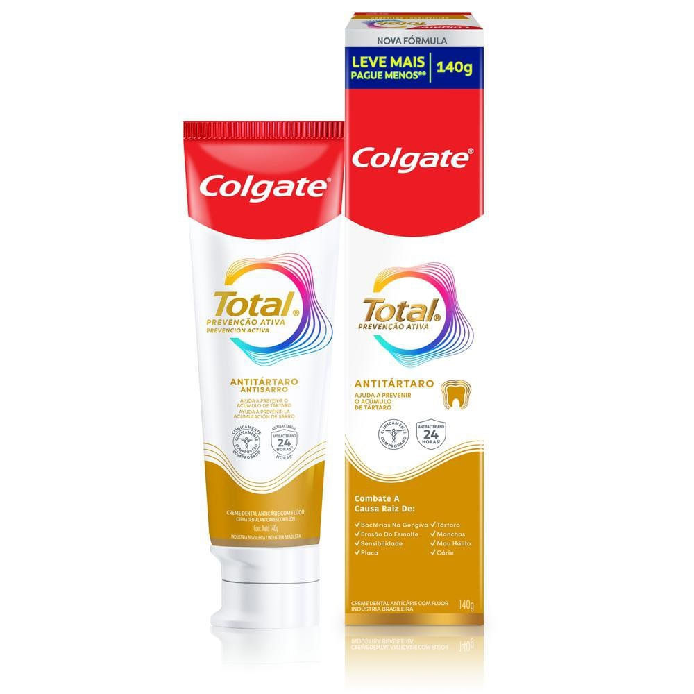 Creme Dental Colgate Total 12 Anti Tártaro 140g em Oferta na Shopee