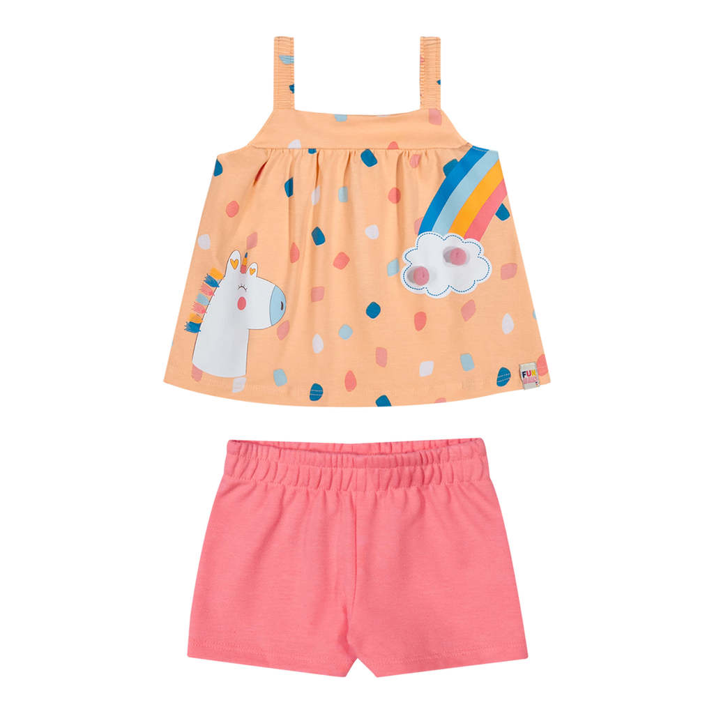 Conjunto Bebê Menina Com Pompom Elian Laranja em Oferta na Shopee
