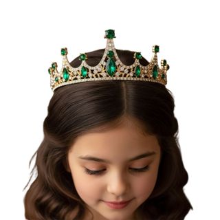 Coroa Dourada Luxo Pedras Verdes Princesa Festa Luxo Color em Oferta na Shopee