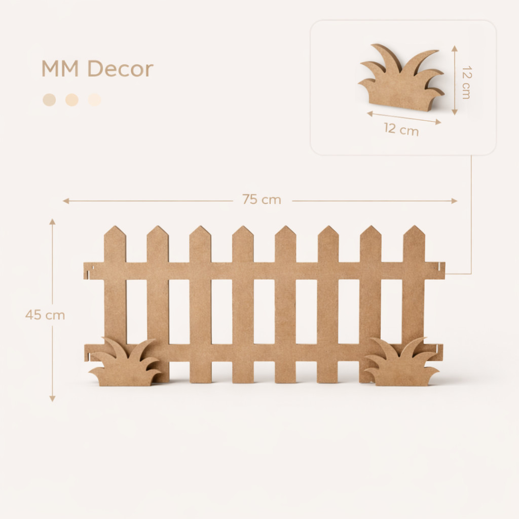 Cercas Decorativas MDF com Grama – Kit Duplo para Festa Infantil