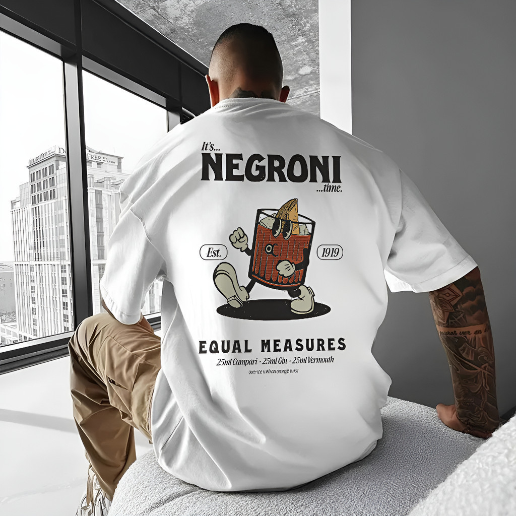 [Camiseta Resistente de Algodão]HYP Camiseta Masculina Básica Algodão Its Negroni Time Drink