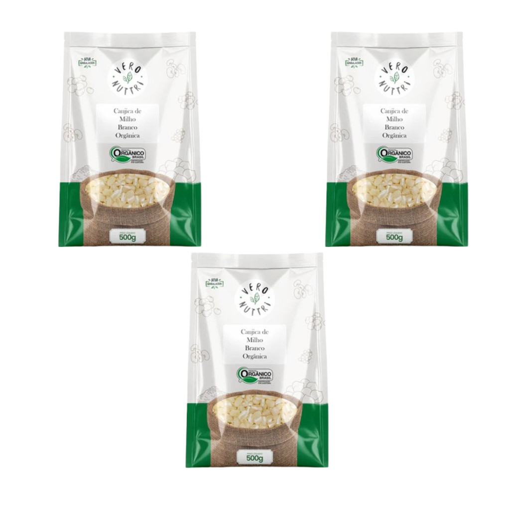 Kit 3 Canjica de Milho Branco Organica 1,5Kg Vero Nuttri