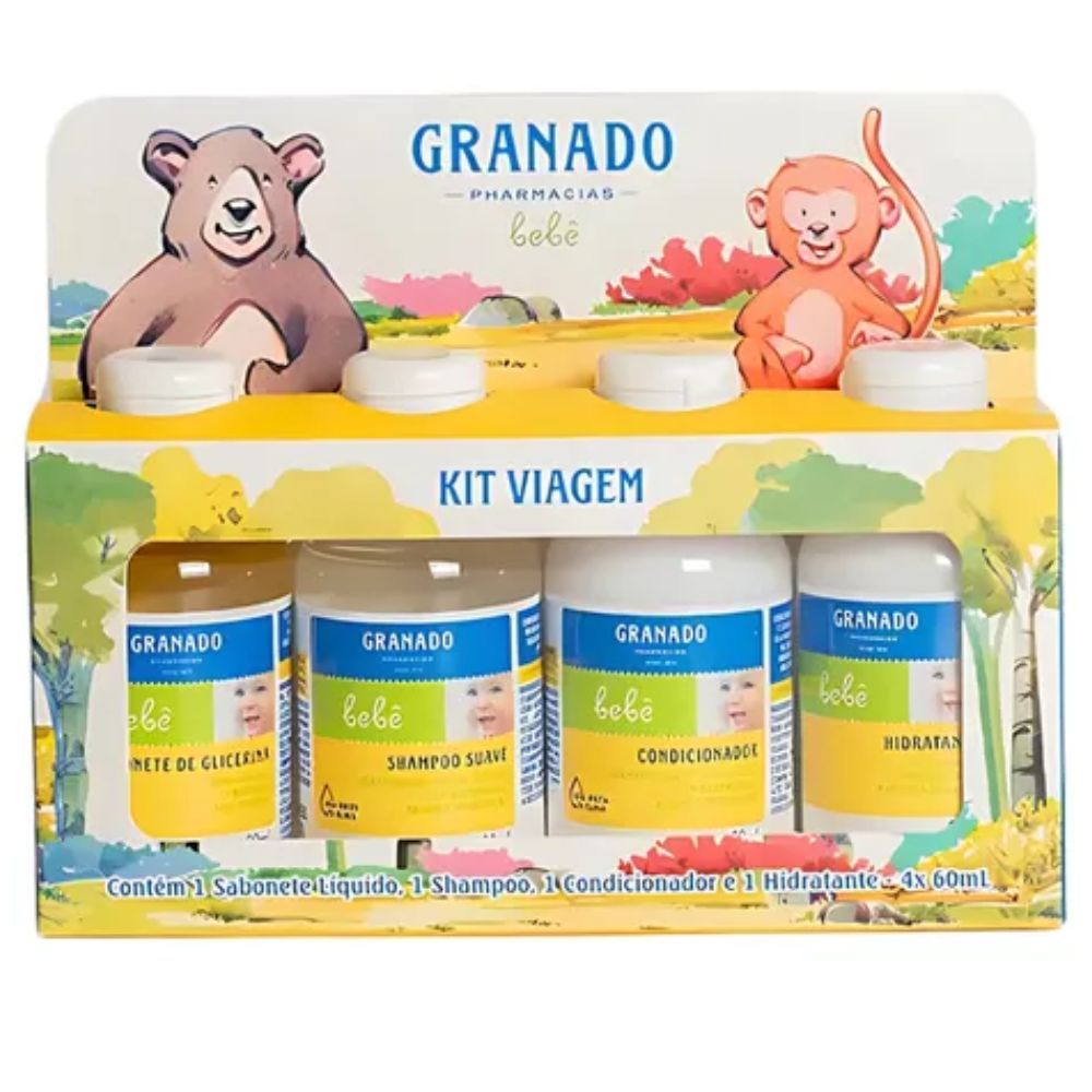 Kit Granado Bebe Sabonete de Glicerina Shampoo Suave Condicionador e Hidratante com 60ml cada em Oferta na Shopee