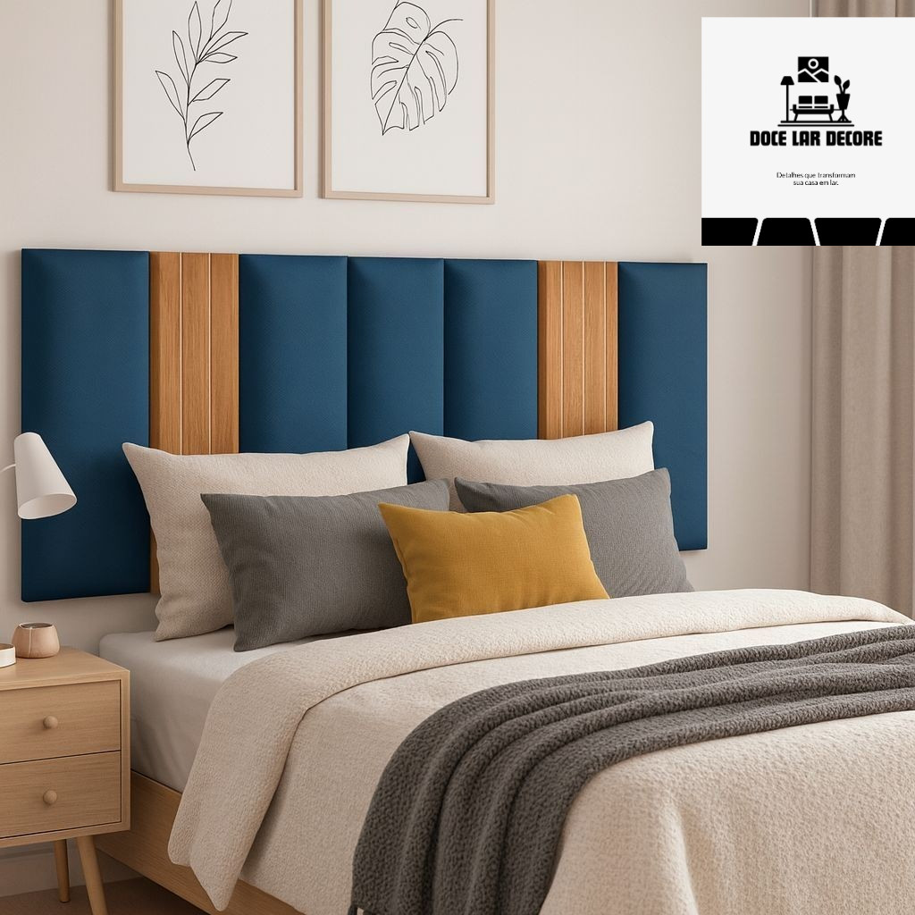 Kit de 7 ate  12 Peças Cabeceira Modular + Painel Ripado MDF Para Cama Box Casal King Queen - Envio Full