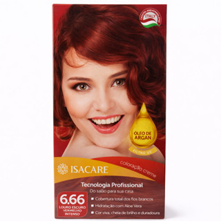 Isacare - Coloração Creme 6.66 Louro Escuro Vermelho Intenso Com Oxigenada - Reds em Oferta na Shopee