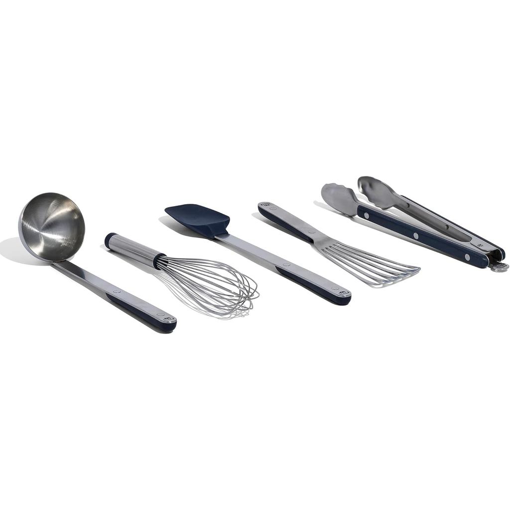 Fabricado em Utensílios de Cozinha |   Conjunto de Utensílios de Cozinha em Aço Inoxidável com 5 Peças |   Concha, Pinça