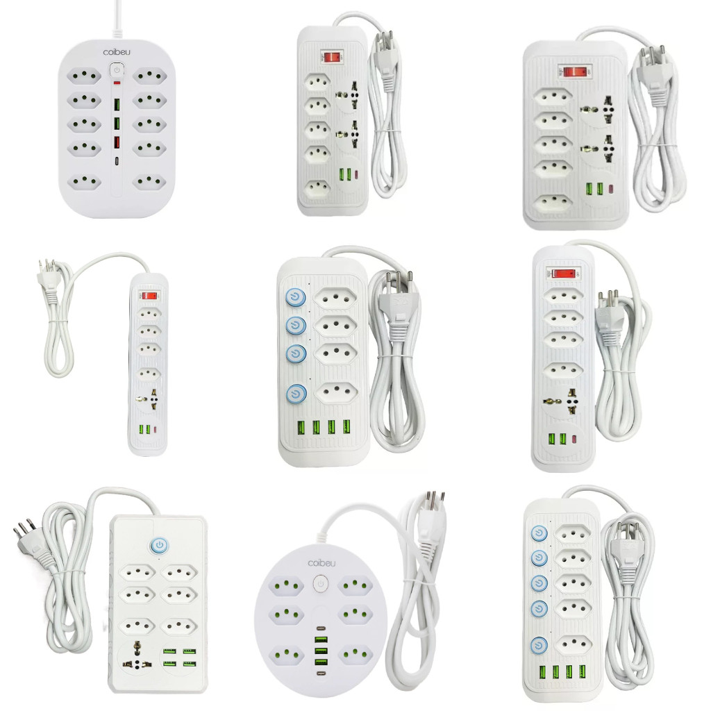 Régua Extensão 5 Tomadas E 4 Usb 4 Pd Led Bivolt 110v/220v