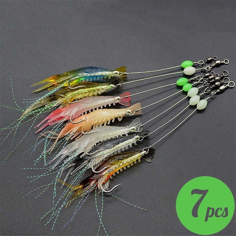 Isca Artificial Camarão Silicone Realista Soft flexibilidade e Realismo Olhos 3D design camarão vivo anzol integrado