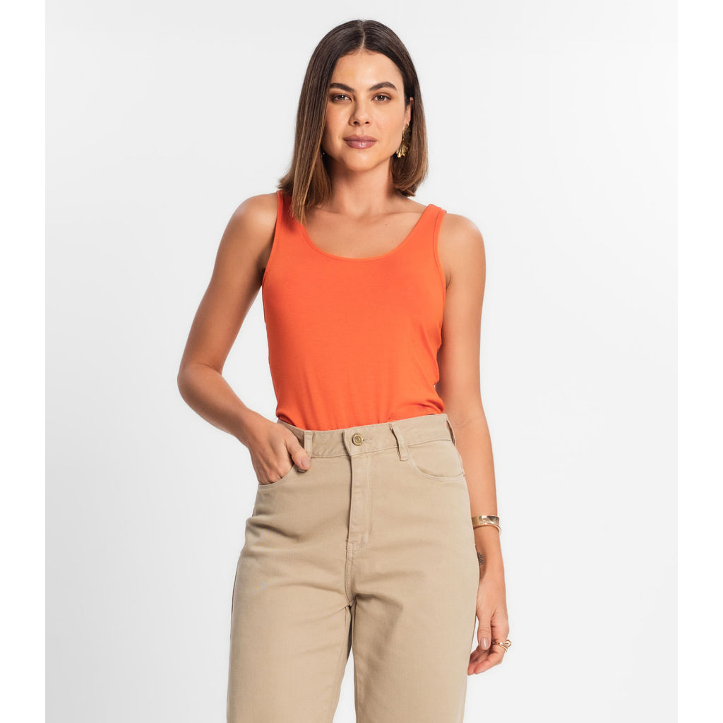 Regata Feminina Básica em Viscotorcion Rovitex Laranja em Oferta na Shopee