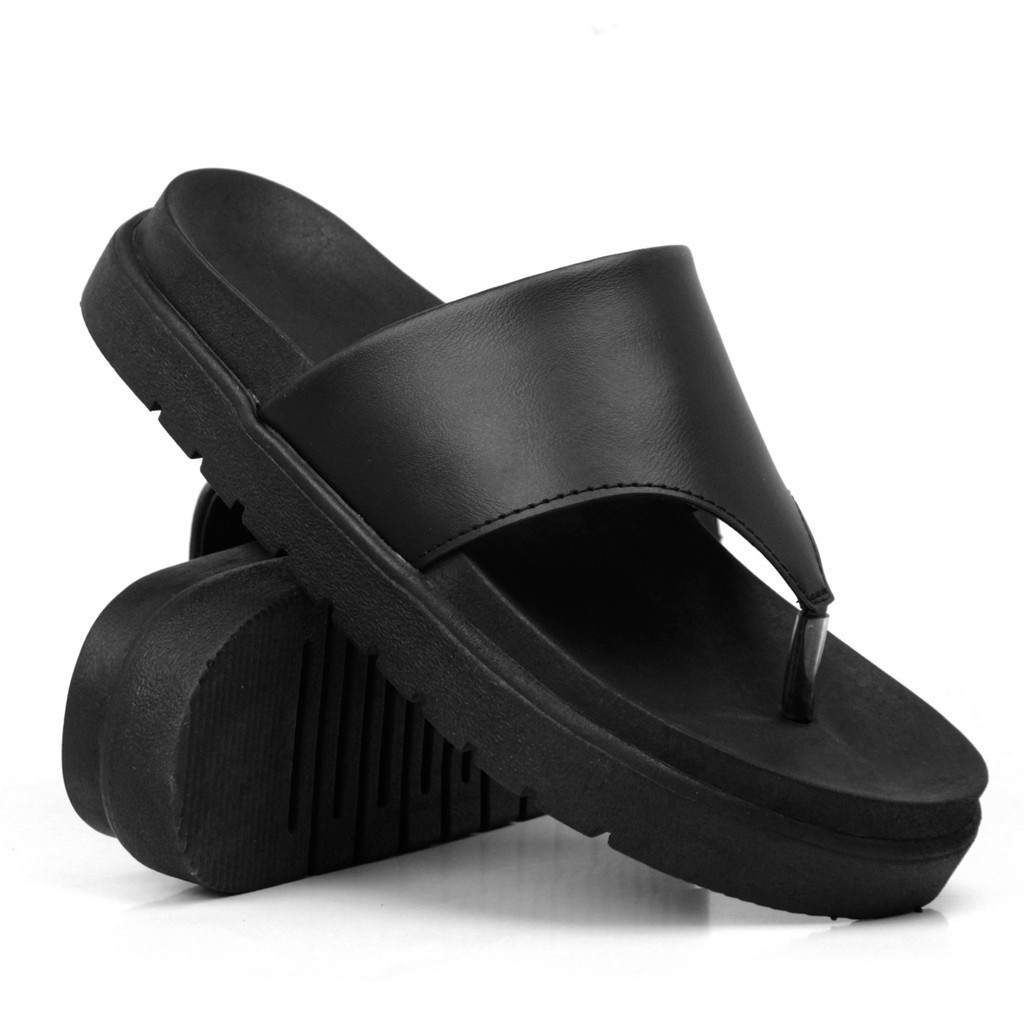 Sandalia Birken Papete De Dedo Preta Feminina Asa Delta Flatform Rasteira Moda Confortável