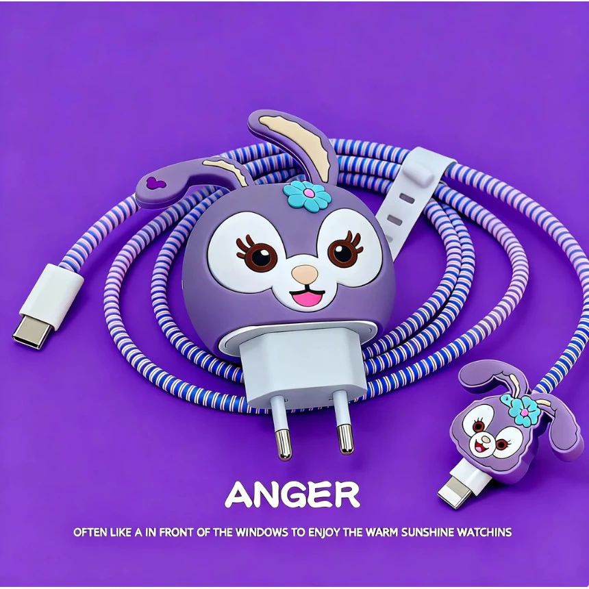 Capinha Para Carregador Fonte USB-C Com Espiral De Silicone Para Cabo USB