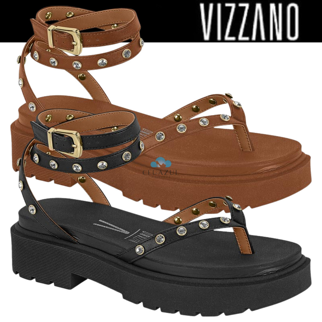 Sandália Feminina Vizzano Flatform TratoradA Strass Original em Oferta na Shopee