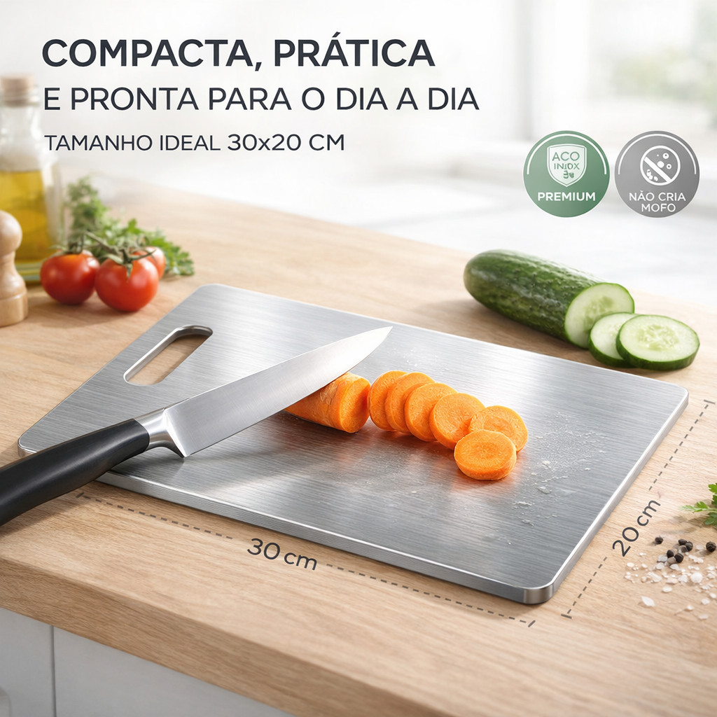Tábua De Corte 304 Aço Inoxidável Antibacteriana À Prova De Mofo 20x30 cm Tábua de cozinha