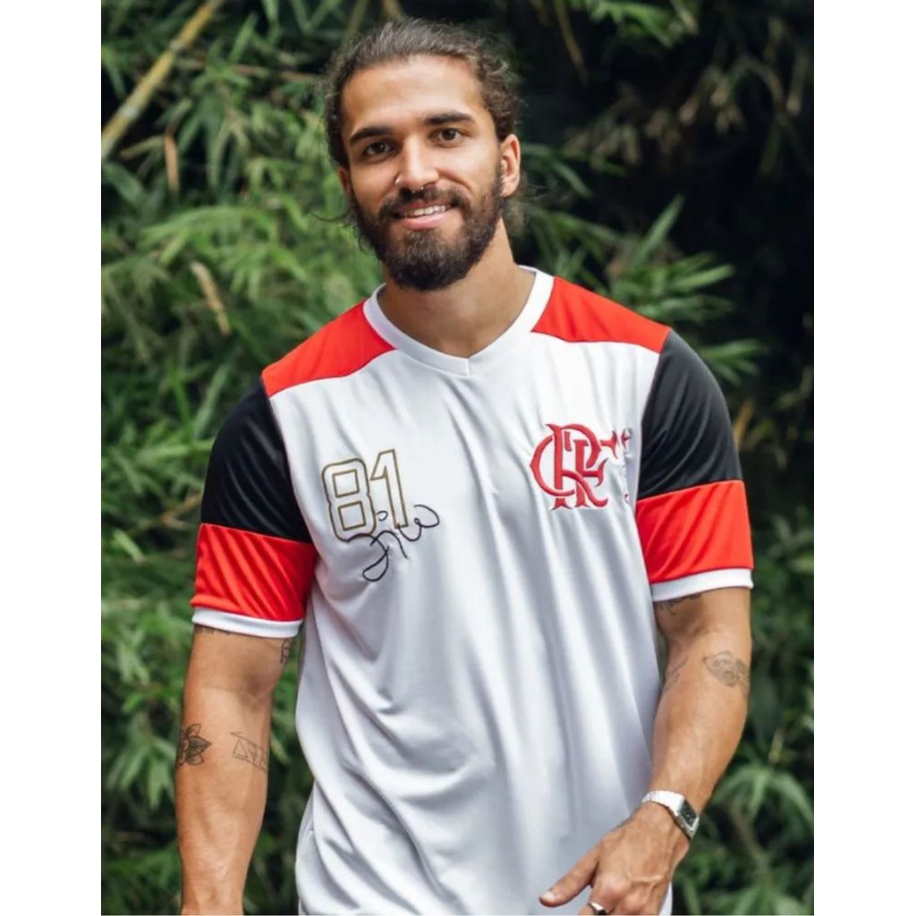 Camisa Zico Retro Flamengo Libertadores 81 Adulto Dry Max Torcedor Camiseta Time Futebol Rubro-Negro