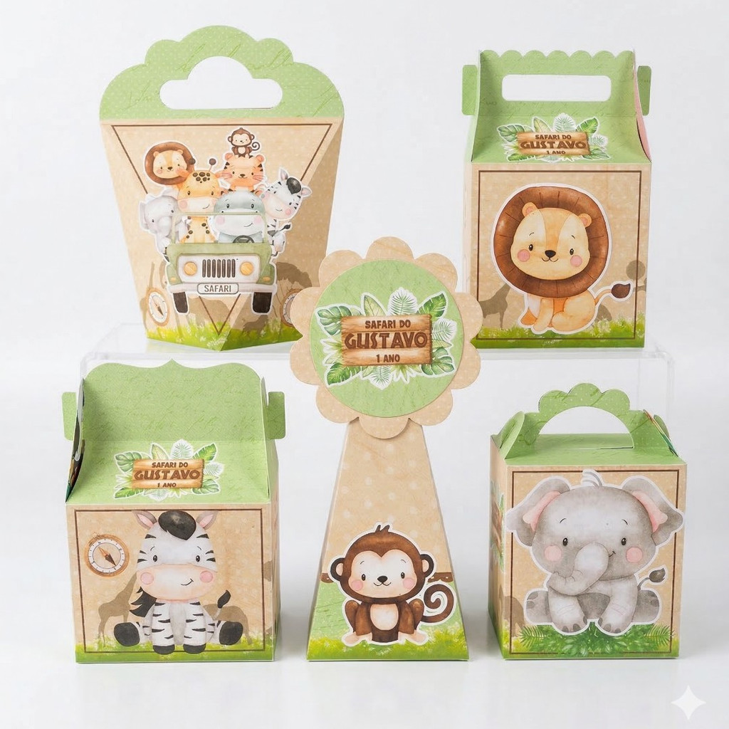 Personalizados SAFARI  (PEGUE E MONTE) - kit festa - lembrancinha - aniversario - caixinhas personalizadas