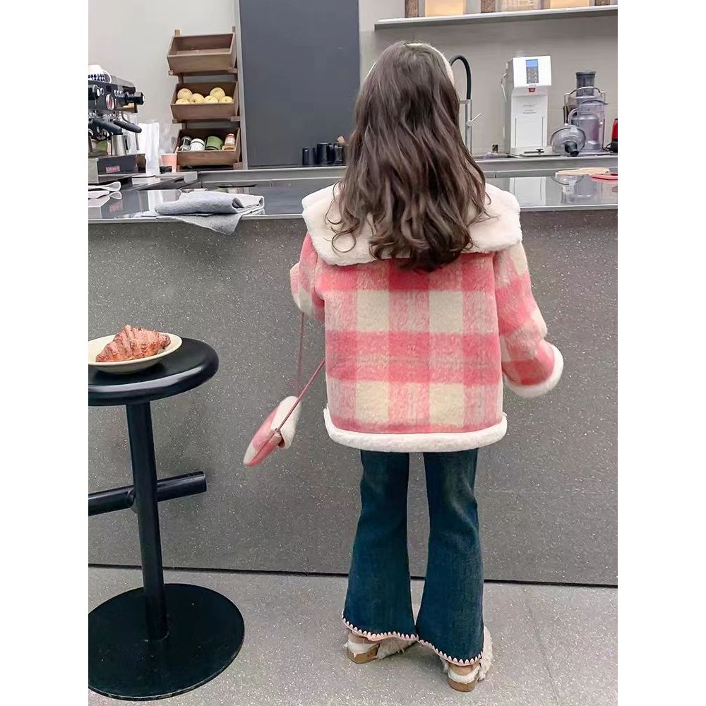 2025 menina inverno novo estilo moda infantil casaco superior engrossado meninas na moda inverno velo bacalhau moda casa