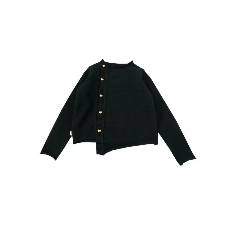 Novo estilo 2025 bebê moda camisola moda Cardigan malhas versão jaqueta outono crianças Irregular Casual cod meninas cor
