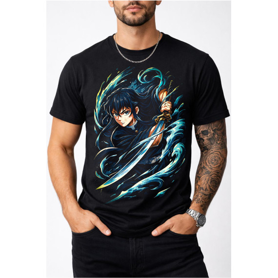 Camisa Preta em Poliéster Estampa Halftone Jovem e Divertida