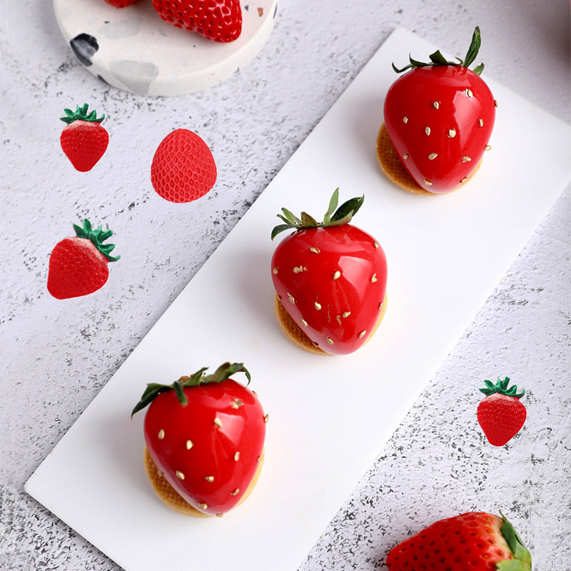 Molde de Silicone para bolo de mousse de morango, faça você mesmo, mousse de frutas francesas, gelatina de Chocolate, mo