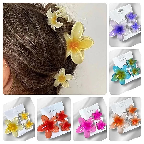 Kit 12 Peças Presente Presilha Flor de Verão 1 Grande e 2 Conjuntos