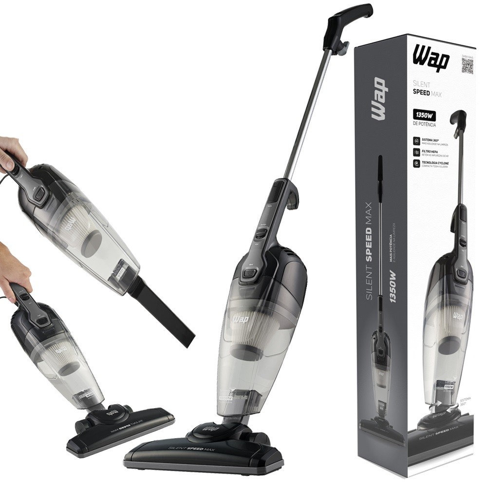 Imagem Aspirador Pó Vertical 3x1 de Mão Vassoura Elétrica Articulado 1350W Silent Speed Max Wap