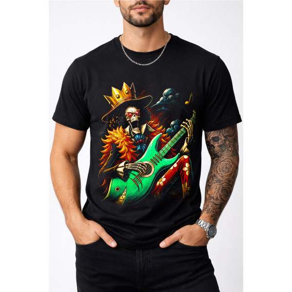 Camisa Preta em Poliéster Estampa Halftone Jovem e Divertida