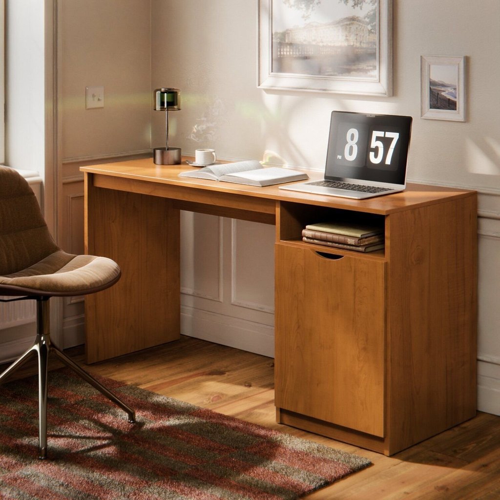 Escrivaninha para Escritório com 1 Porta e Nicho Lateral 115cm Maxi