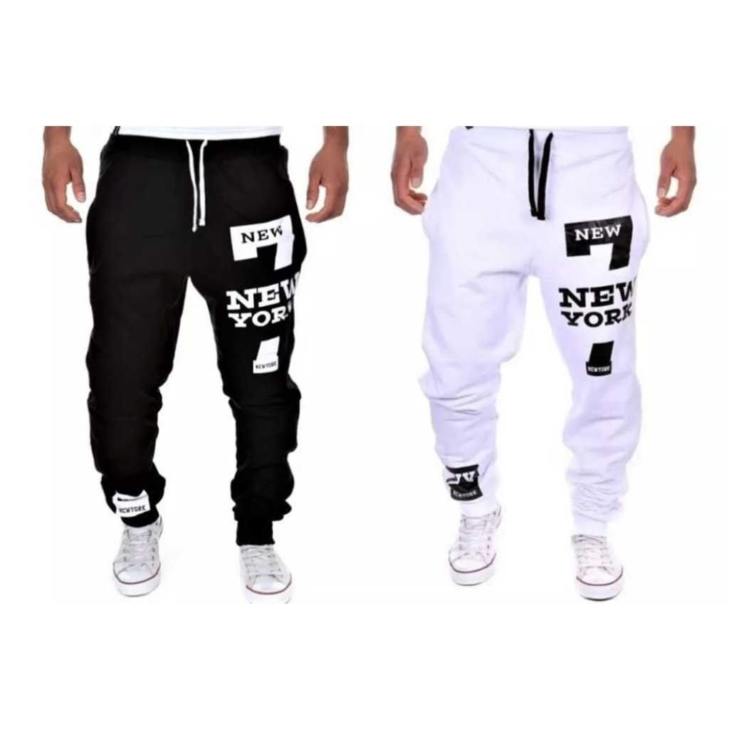 KIT 2 Calça de PLUS SIZE Moletom New York Masculina Academia  G1 G2 G3