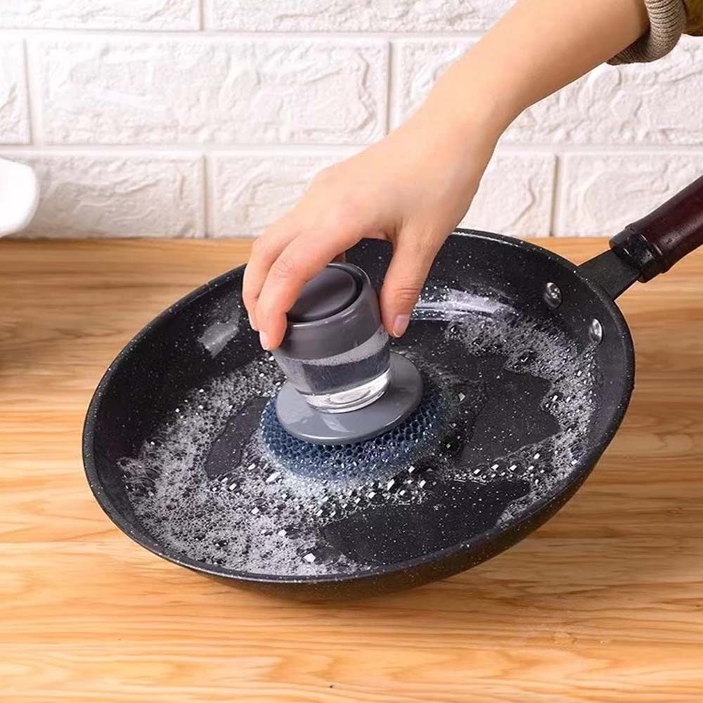 Escova de Aço Multiuso com Dispenser Porta Detergente Para Lavar Louca