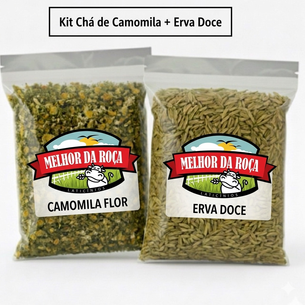 Imagem Kit Chá Camomila e Erva Doce 100g ou 200g Cada | Natural Calmante Digestivo