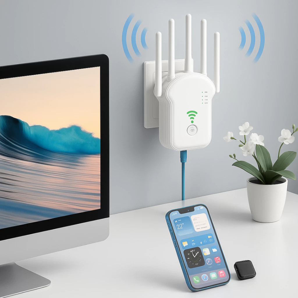 Repetidor Wifi 2800m 6 Antenas Roteador Amplificador De Sinal Modem 1200MBPS FLUX