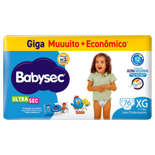 Fralda Descartável Babysec Galinha Pintadinha Ultrasec Giga XG 76 Unidades em Oferta na Shopee