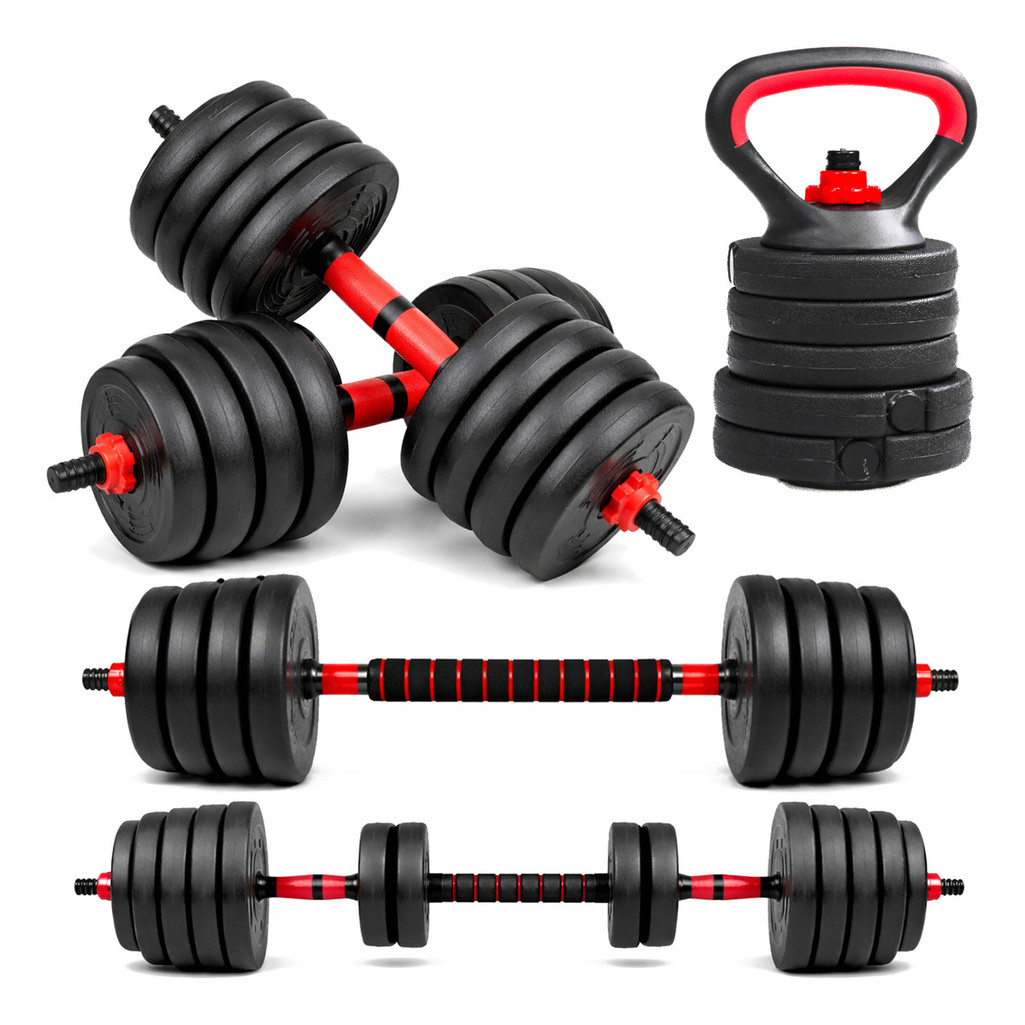 Kit Halteres 6 Em 1 Peso Musculação Ajustável Halter Anilha Preto
