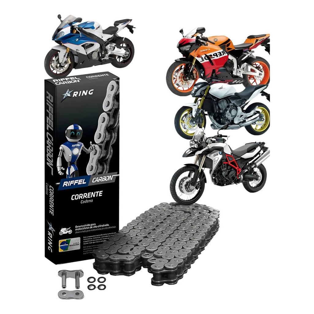 Corrente Tração Transmissão S1000 Cb 600 Hornet Cbr 600 Tiger 800 Gsf 650 Bandit 1000 V Strom