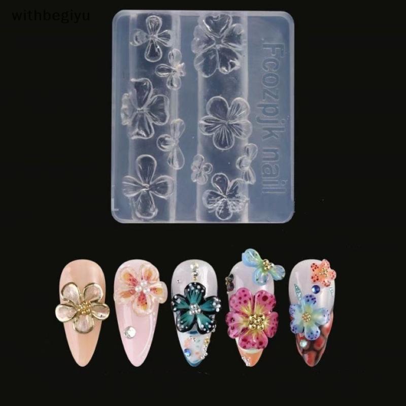 dfd 2 Pçs Flores De Alívio Molde De Escultura De Unhas 3D Silicone Transparente Pétalas Fazendo Para Acessórios De Arte 