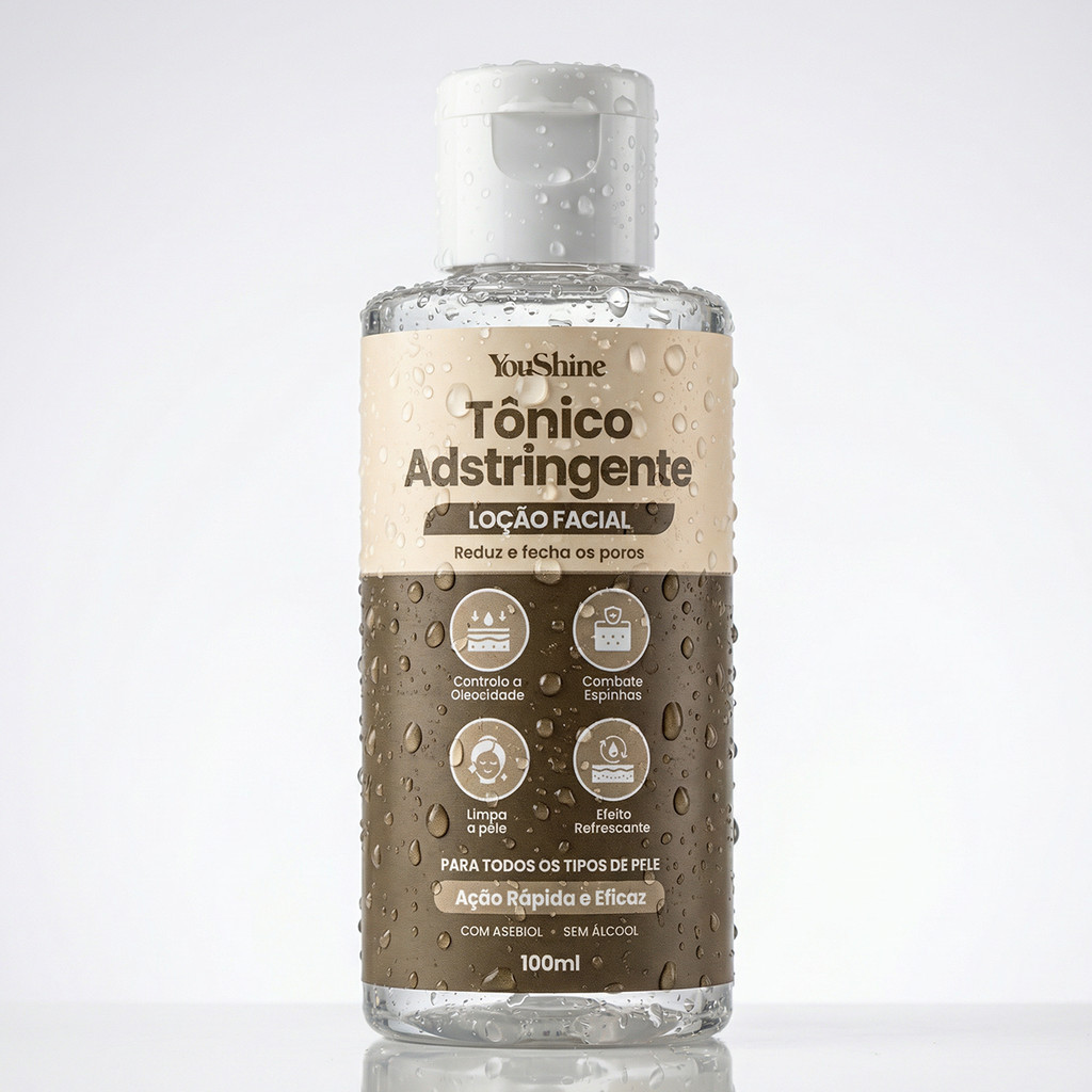 Tônico Adstringente Facial Loção Limpeza de Pele YouShine 100ml Fecha os Poros e Controla Oleosidade