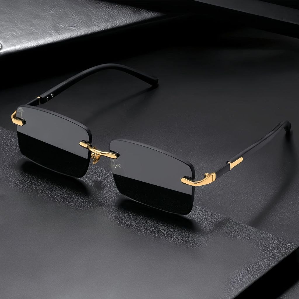 Óculos de Sol Sem Armação Elegantes, Óculos de Sol com Borda Cortada, Óculos de Sol Coloridos em Tons de Gelatina Únicos